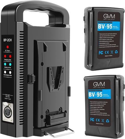 GVM 2 Packs 95Wh 6600mAh V Mount Battery with Charger+Power Cable Compatible Video Camera Camcorder Broadcast LED Light Replacement Brick for DSLR, Camera Battery with D-Tap and DC Output USB Ports in Saudi Arabia