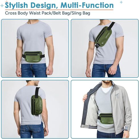 travel inspira RFID Blocking Travel Money Belt with Anti-Thief Zip - Slim Passport Holder and Travel Pouch to Secure Cash, Cards and Documents * 2Pack in Kuwait