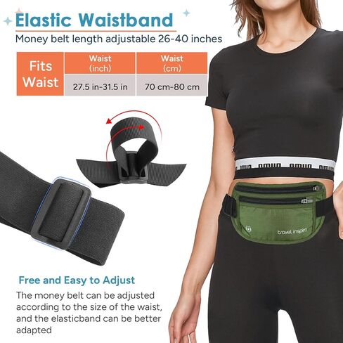 travel inspira RFID Blocking Travel Money Belt with Anti-Thief Zip - Slim Passport Holder and Travel Pouch to Secure Cash, Cards and Documents * 2Pack in Kuwait
