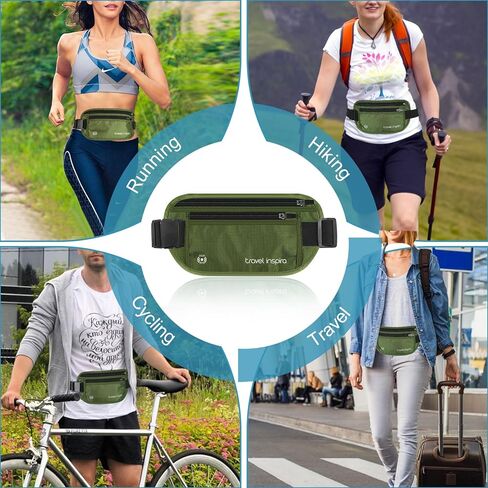 travel inspira RFID Blocking Travel Money Belt with Anti-Thief Zip - Slim Passport Holder and Travel Pouch to Secure Cash, Cards and Documents * 2Pack in Kuwait