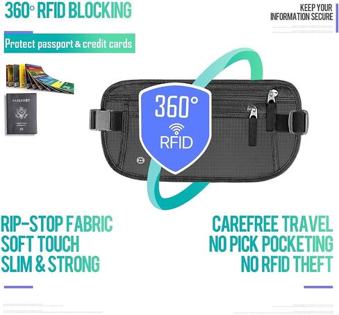 Travel Accessories Bundle: Travel Neck Wallet Pouch & Travel Money Belt with RFID Blocking in Saudi Arabia