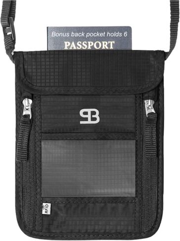 StashBandz Lightweight RFID BLOCKING Neck Wallet, Travel Pouch + Passport Holder for Women & Men with 6 Organizer Pockets, Comfortably Holds Phone, Cash, Travel Documents & Cards, Thin Design in Saudi Arabia