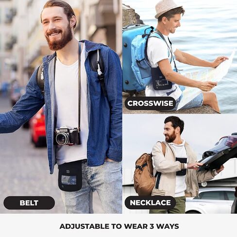 StashBandz Lightweight RFID BLOCKING Neck Wallet, Travel Pouch + Passport Holder for Women & Men with 6 Organizer Pockets, Comfortably Holds Phone, Cash, Travel Documents & Cards, Thin Design in Saudi Arabia