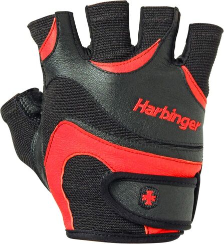 قفازات Harbinger FlexFit غير قابلة للتمرين لرفع الأثقال مع راحة يد جلدية مبطنة مرنة (زوج) أحمر/أسود، مقاس X-Large in Saudi Arabia
