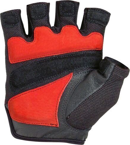 قفازات Harbinger FlexFit غير قابلة للتمرين لرفع الأثقال مع راحة يد جلدية مبطنة مرنة (زوج) أحمر/أسود، مقاس X-Large in Saudi Arabia