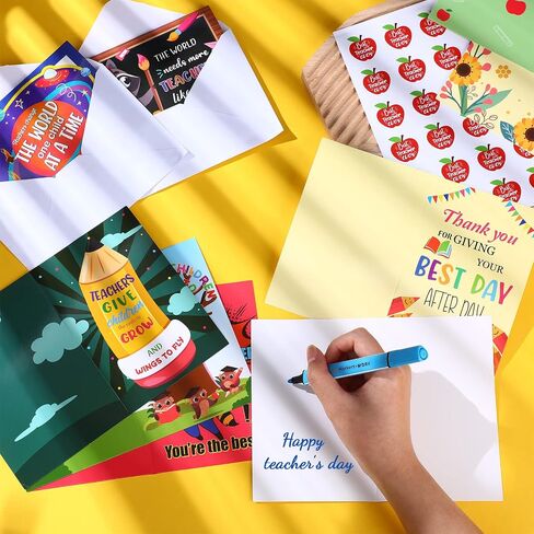 Jetec 24 Sets Teacher Thank You Cards Teacher Appreciation Gift Cards Bulk for Teachers Day Teacher Best Teacher Ever Card Teacher of the Year Appreciation Gifts (Appreciation) in Saudi Arabia