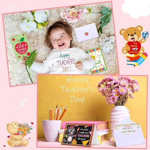 Jetec 24 Sets Teacher Thank You Cards Teacher Appreciation Gift Cards Bulk for Teachers Day Teacher Best Teacher Ever Card Teacher of the Year Appreciation Gifts (Appreciation) in Saudi Arabia