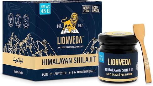 LIONVEDA راتنج شيلاجيت الهيمالايا النقي مع 85+ من المعادن النزرة وحمض الفولفيك للطاقة ودعم المناعة والتمثيل الغذائي | مكمل شيلاجيت عالي الفعالية تم اختباره معمليًا (90 وجبة / 45 جم) in Saudi Arabia