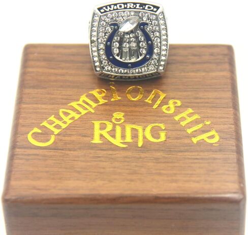 مانينغ 'المهور 2006 أبطال العالم طبق الأصل خواتم مع الجوز الأسود صندوق خشبي عيد الميلاد زخرفة الهدايا للرجال الأولاد الأطفال النساء الآباء الشباب in Kuwait