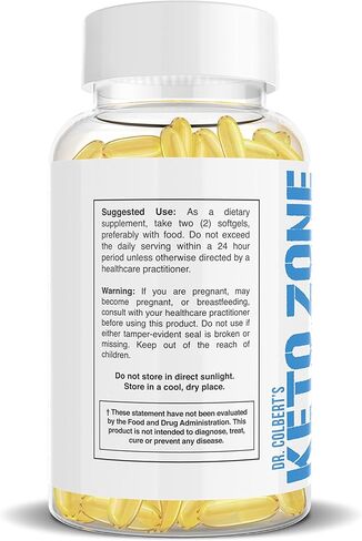 Divine Health Dr.Colbert's Keto Zone® All Natural MCT Oil Softgels 1000mg from Organic Coconuts - 60 Softgels - Ketogenic Approved in Kuwait