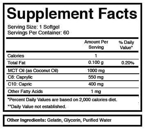 Divine Health Dr.Colbert's Keto Zone® All Natural MCT Oil Softgels 1000mg from Organic Coconuts - 60 Softgels - Ketogenic Approved in Kuwait