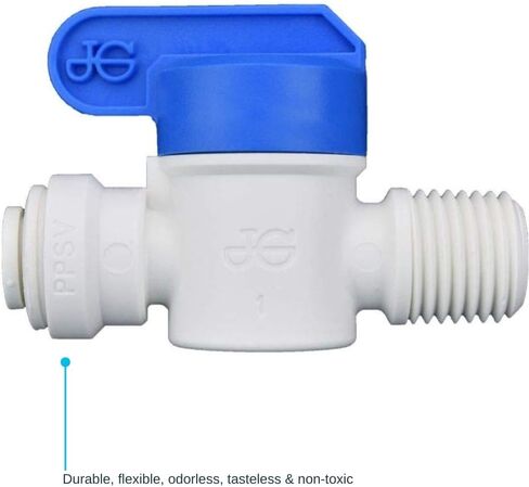 John Guest 1/4 OD Inch x 1/4 NPT Inch Speedfit to Male Shut Off Valve, Push to Connect Plastic Plumbing Fitting, PPSV010822WP in Saudi Arabia