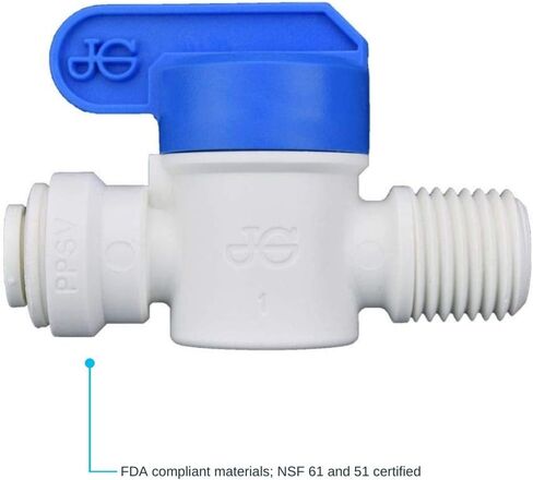 John Guest 1/4 OD Inch x 1/4 NPT Inch Speedfit to Male Shut Off Valve, Push to Connect Plastic Plumbing Fitting, PPSV010822WP in Saudi Arabia
