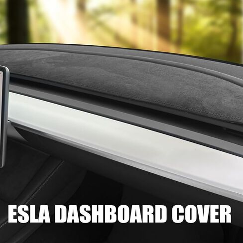 غطاء لوحة أجهزة القياس NTNEV Tesla Model 3/Model Y، بساط لوحة أجهزة القياس من الجلد السويدي، غطاء لوحة أجهزة القياس، متوافق مع Tesla Model Y/3 2017-2021 2022 2023 ملحقات السيارات الداخلية المزخرفة للوحة القيادة in Kuwait