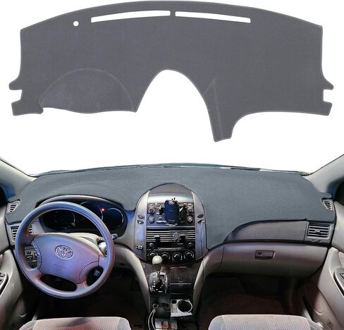 غطاء لوحة القيادة HanLanKa غطاء لوحة القيادة متوافق مع Toyota Sienna 2004 2005 2006 2007 2008 2009 2010 غطاء حماية لوحة القيادة (رمادي داكن) in Kuwait