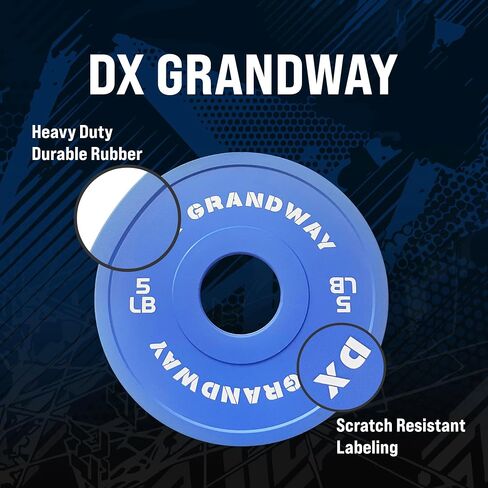 لوحات وزن متغيرة للياقة البدنية من DX Grandway 1.25 رطل 2.5 رطل 5 رطل، لوحات دعم لوحات أولمبية لرفع الأثقال، لوحات وزن ممتصة للصدمات من الفولاذ المطاطي، لوحات وزن لتدريب القوة in Kuwait