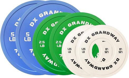 لوحات وزن متغيرة للياقة البدنية من DX Grandway 1.25 رطل 2.5 رطل 5 رطل، لوحات دعم لوحات أولمبية لرفع الأثقال، لوحات وزن ممتصة للصدمات من الفولاذ المطاطي، لوحات وزن لتدريب القوة in Kuwait