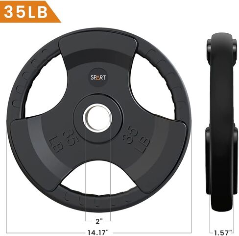 لوحة وزن SPART مقاس 2 بوصة مطلية بالمطاط للقبضة الأولمبية للحديد، ألواح وزن من الحديد الزهر الصلب في أزواج أو فردية لتدريب القوة، رفع الأثقال، كروس فيت، صالة الألعاب الرياضية المنزلية (5LB/10LB/25LB/35LB/45LB) in Kuwait