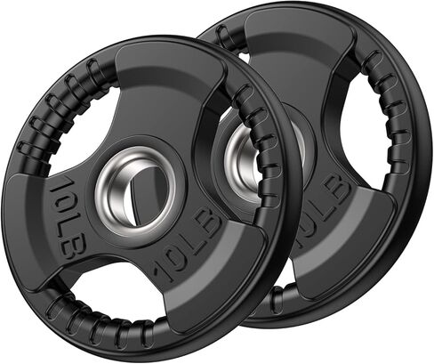 Olympic Rubber Grip Plates for Barbell, 2-Inch Weight Plates for Weight lifting and Strength Weights Training in Home & Gym(10LB-Pair) in Kuwait