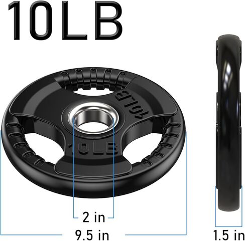 Olympic Rubber Grip Plates for Barbell, 2-Inch Weight Plates for Weight lifting and Strength Weights Training in Home & Gym(10LB-Pair) in Kuwait