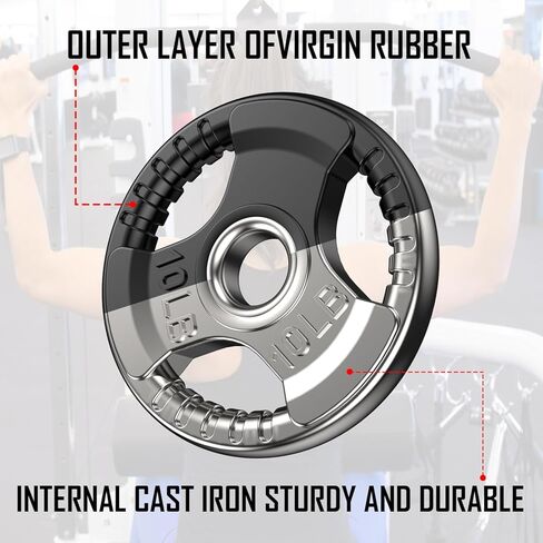 Olympic Rubber Grip Plates for Barbell, 2-Inch Weight Plates for Weight lifting and Strength Weights Training in Home & Gym(10LB-Pair) in Kuwait