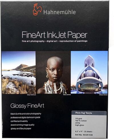 Hahnemuhle Photo Rag High Gloss Baryta 315 g - 8.5in x 11in, 25 Sheets in Saudi Arabia