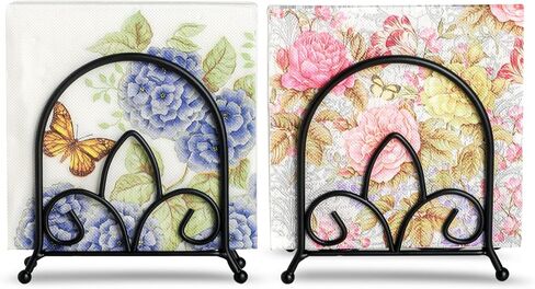 TEKAISS Black Iron Napkin Holders for Table- Space-Saving, Metal Durable Paper Holder, Multi-Purpose, Matte Black Stand - Elegant Home Kitchen & Dining Decor, Set of 2 in Saudi Arabia
