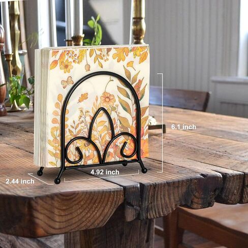 TEKAISS Black Iron Napkin Holders for Table- Space-Saving, Metal Durable Paper Holder, Multi-Purpose, Matte Black Stand - Elegant Home Kitchen & Dining Decor, Set of 2 in Saudi Arabia