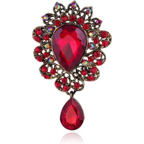 Vintage Crystal Rhinestone Brooch Pin for Women Antique Classic Geometric Teardrop Brooch Pin Banquet Wedding Jewelry in Saudi Arabia