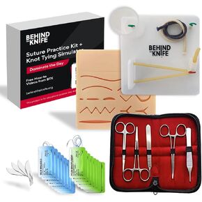 Practice Kit with How-to Videos for Left and Right-Handed Learners. Includes Pre-Cut Suture Pad, Surgical Instruments, Suture Material, and Multi-Function Knot-Tying Practice Board in Saudi Arabia