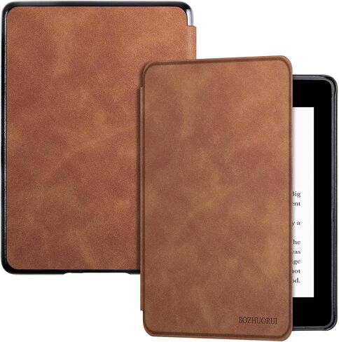 حافظة BOZHUORUI رفيعة لجهاز Kindle Paperwhite الجيل العاشر | مع النوم/الاستيقاظ التلقائي | رفيع وخفيف الوزن | تصميم الغلاف الخلفي الصلب | غطاء حماية من جلد البولي يوريثان مناسب لـ Paperwhite 2018 (غابة) in Saudi Arabia