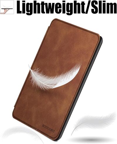 حافظة BOZHUORUI رفيعة لجهاز Kindle Paperwhite الجيل العاشر | مع النوم/الاستيقاظ التلقائي | رفيع وخفيف الوزن | تصميم الغلاف الخلفي الصلب | غطاء حماية من جلد البولي يوريثان مناسب لـ Paperwhite 2018 (غابة) in Saudi Arabia