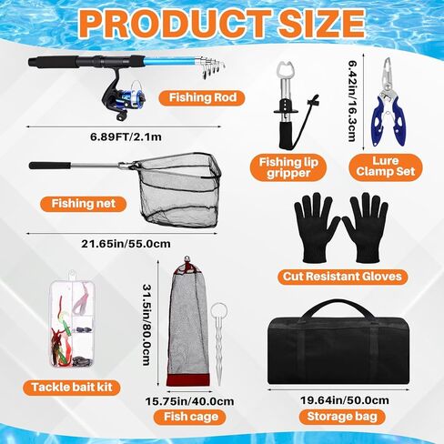 عيد الميلاد تلسكوبي قضيب الصيد وبكرة التحرير والسرد، 6.89ft 2pcs قضيب قابل للطي مع ذو طيات الشفاه القابض السحر الناقل حقيبة محملة مسبقا الغزل بكرة المياه المالحة المياه العذبة الصيد القطب عدة in Kuwait