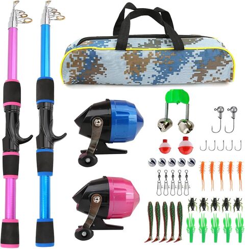 Telescopic Fishing Rod and Reel Combo Collapsible Pole Set with Button Cast Reel Gear Bag and Accessories Portable Beginner Youth Fishing Starter Kit in Saudi Arabia