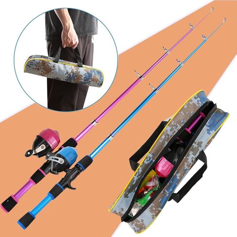 Telescopic Fishing Rod and Reel Combo Collapsible Pole Set with Button Cast Reel Gear Bag and Accessories Portable Beginner Youth Fishing Starter Kit in Saudi Arabia
