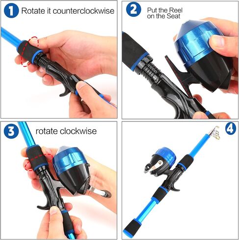 Telescopic Fishing Rod and Reel Combo Collapsible Pole Set with Button Cast Reel Gear Bag and Accessories Portable Beginner Youth Fishing Starter Kit in Saudi Arabia
