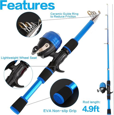 Telescopic Fishing Rod and Reel Combo Collapsible Pole Set with Button Cast Reel Gear Bag and Accessories Portable Beginner Youth Fishing Starter Kit in Saudi Arabia