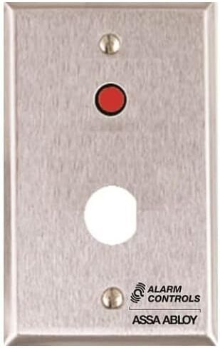 RP-07 Remote Wall Plate with “D" Hole for Ace Lock, 1/4" Red LED, Single Gang, Stainless Steel in Saudi Arabia