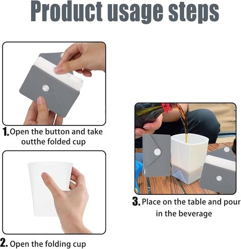 Silicone Foldable Cup – Foldable Travel Cup, Suitable for Camping, Hiking, and Outdoor Activities | Ieak-Proof Portable Drinking Cup | Wallet-sized, can Hold other Small Items (250ml) in Saudi Arabia