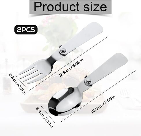 Spoon Fork for THERMOS FUNTAINER Food Jar 10 Oz, Multifunctional Tableware Set Folding Spoon and Fork Replacement Foldable Metal Serving for Hot Food Lunch Picnic Travel Outdoor in Saudi Arabia