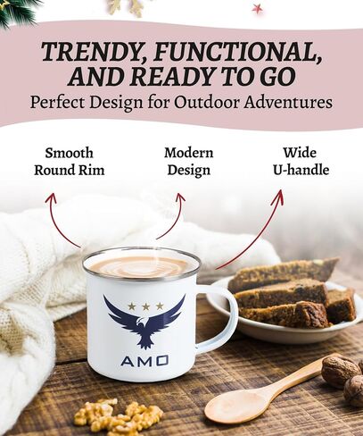 AMO 12 oz Tin Campfire Mug - Durable Enamel Camping Mug for Travel, Hiking, and Outdoor Adventures - Lightweight- Black in Saudi Arabia