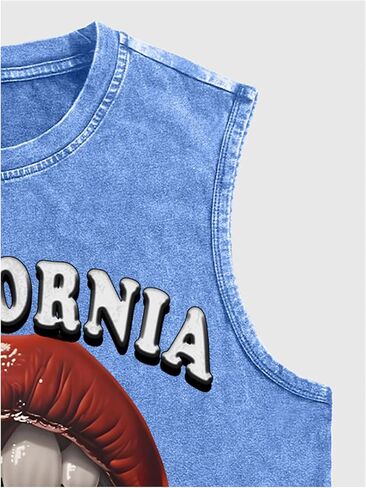 WDIRARA Men's Y2k Lip Graphic Tank Tops Vintage Hipster Hip Hop Sleeveless Summer Streetwear Shirts in Saudi Arabia