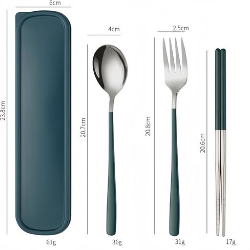 3pcs Travel Utensils with Case,Portable Silverware Set for Work, Stainless Steel Reusable Travel Cutlery Set, Fork and Spoon Set for Camping, Picnic, Gadgets, Lunch Box for Men, Black in Saudi Arabia