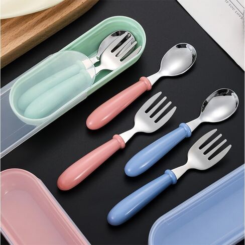Colored stainless steel tableware set, metal silverware, round handle, dishwasher safety fork, spoon for home, dining room and kitchen-green in Saudi Arabia