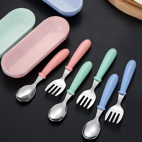 Colored stainless steel tableware set, metal silverware, round handle, dishwasher safety fork, spoon for home, dining room and kitchen-green in Saudi Arabia