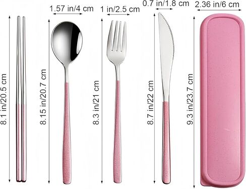 4pcs Travel Utensils with Case,Portable Silverware Set for Work, Stainless Steel Reusable Travel Cutlery Set, Fork and Spoon Set for Camping, Picnic, Gadgets, Lunch Box for Men, Black in Saudi Arabia