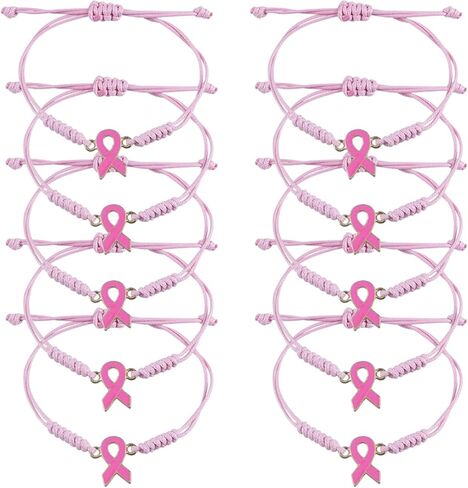 Breast Cancer Awareness Bracelets Pink Rhinestone Ribbon Charm Beads Bracelet for Women Encouragement Breast Cancer Jewelry in Saudi Arabia