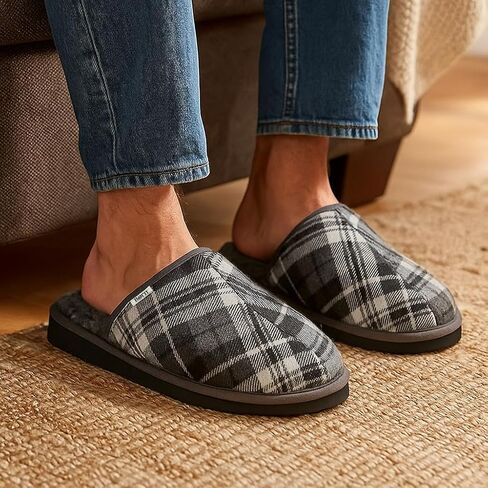 BORN Quilted Corduroy or Plaid Mens Slippers, Fleece or Sherpa-Lined House Slippers for Men, Gifts for Him in Saudi Arabia