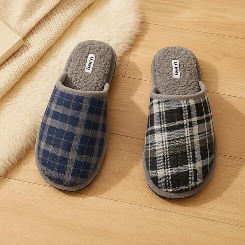 BORN Quilted Corduroy or Plaid Mens Slippers, Fleece or Sherpa-Lined House Slippers for Men, Gifts for Him in Saudi Arabia