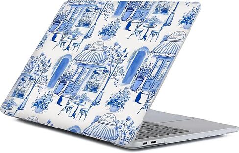 حافظة متوافقة مع جهاز MacBook Air 13 بوصة إصدار 2022-2018 موديل A2337 M1 M2 A2681، غطاء واقي فني لشاشة Air13 Retina مع Touch ID-Chinoiserie Blue and White Dessert، 13.3 Air(A1932) in Saudi Arabia